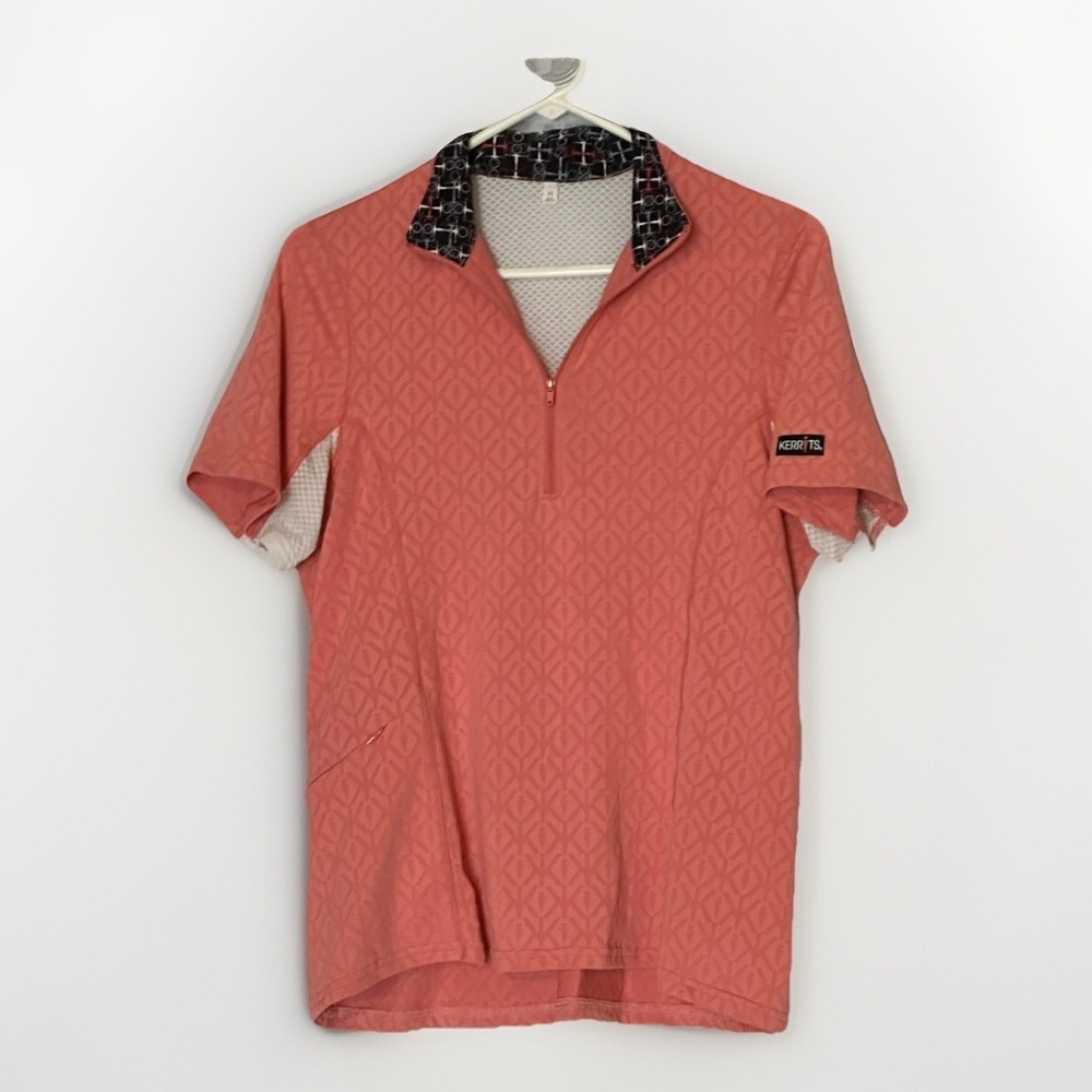 Kerrits Equestrian Riding Shirt Womens‎ M Coral Quarter Zip Performance Top